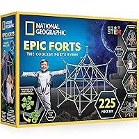 National Geographic Indoor Fort Building Kit - 225 Pieces for Creative Play, STEM Building Toys for Kids Ages 6-12, Blanket Fort (Amazon Exclusive)