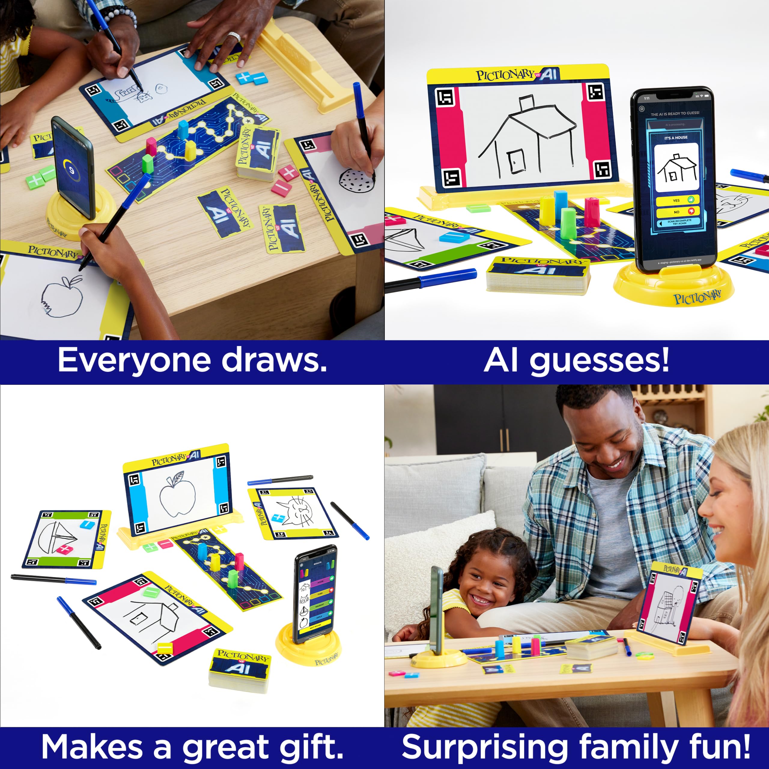 Pictionary Vs. AI Family Game for Kids and Adults and Game Night Using Artificial Intelligence for 2 – 4 Players