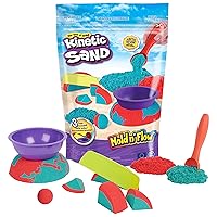 Kinetic Sand Mold n’ Flow, 1.5lbs Red and Teal Play Sand, 3 Tools Sensory Toys for Kids Ages 3+