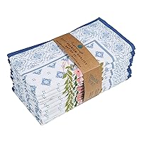 FINGERCRAFT Cloth Dinner Napkins Cotton Linen Fabric Soft Floral Printed Set of 12 Printed Reusable Washable for Dining Party Table Décor 20x20 Inch