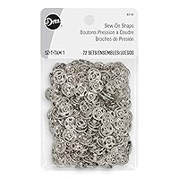 Dritz Sew On Snaps Nickel 72 Sets Fasteners, Size 1, 72ct