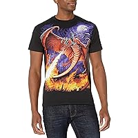 Liquid Blue Men's Plus Size Fantasy Dragon Fire Short Sleeve T-Shirt