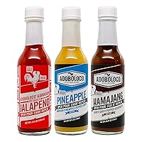 Adoboloco Hot Sauce OG Pack (3-Pack) 5oz Spicy Hamajang, Jalapeno, Pineapple Extremely Tasty Fiery Chili Pepper Sauce Bundle