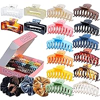 20 Pack | 4.3in Large Hair Claw Clips for Women Thick Long Hair | 4.5in Velvet Scrunchies | Non-Slip, Strong & Colorful Hair Clips Set for Easy Hairstyling