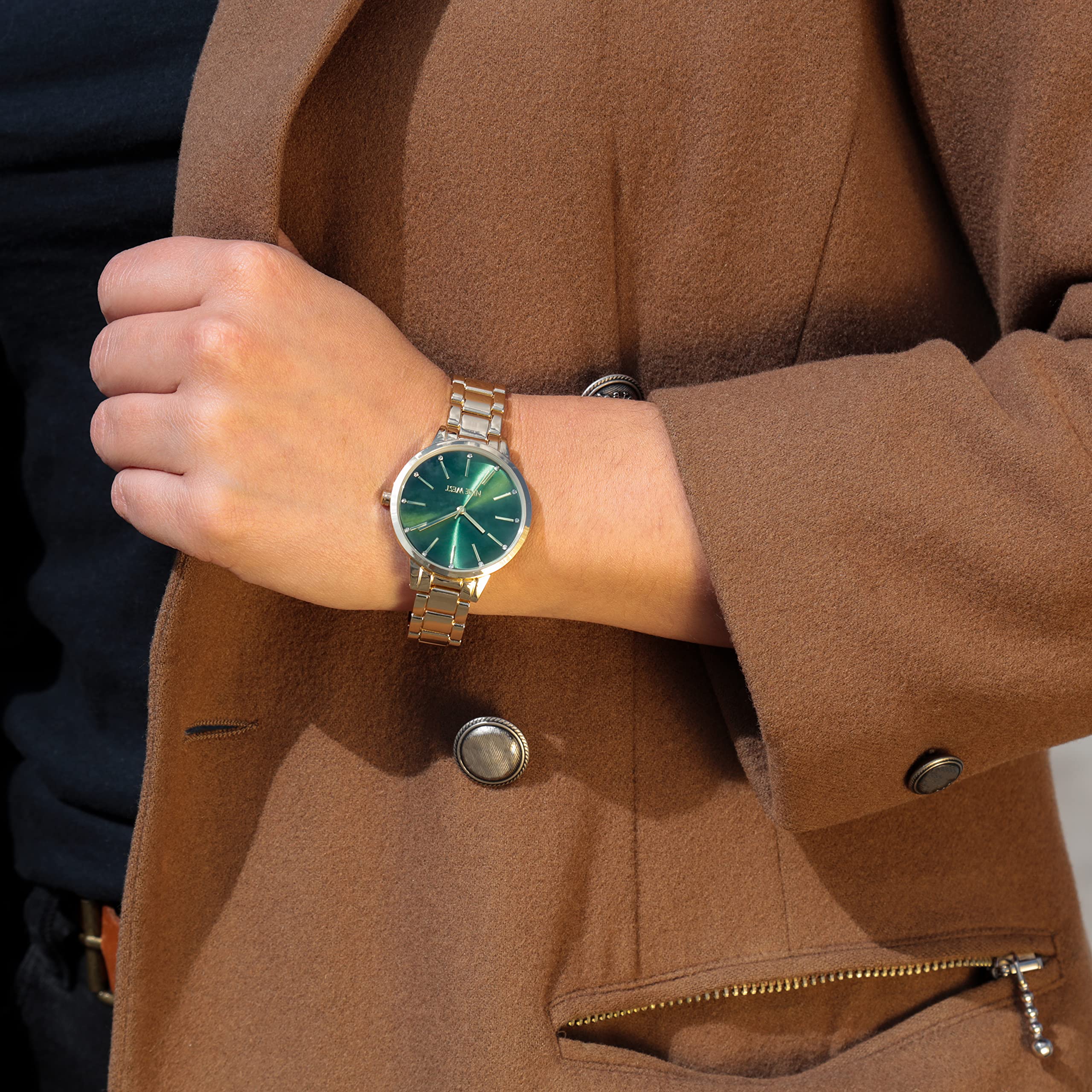 Nine West Women's Crystal Accented Bracelet Watch