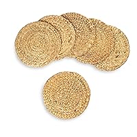 16 Inch Round Wicker Placemats Set of 6, Water Hyacinth Placemats, Large Woven Placemats for Dining
