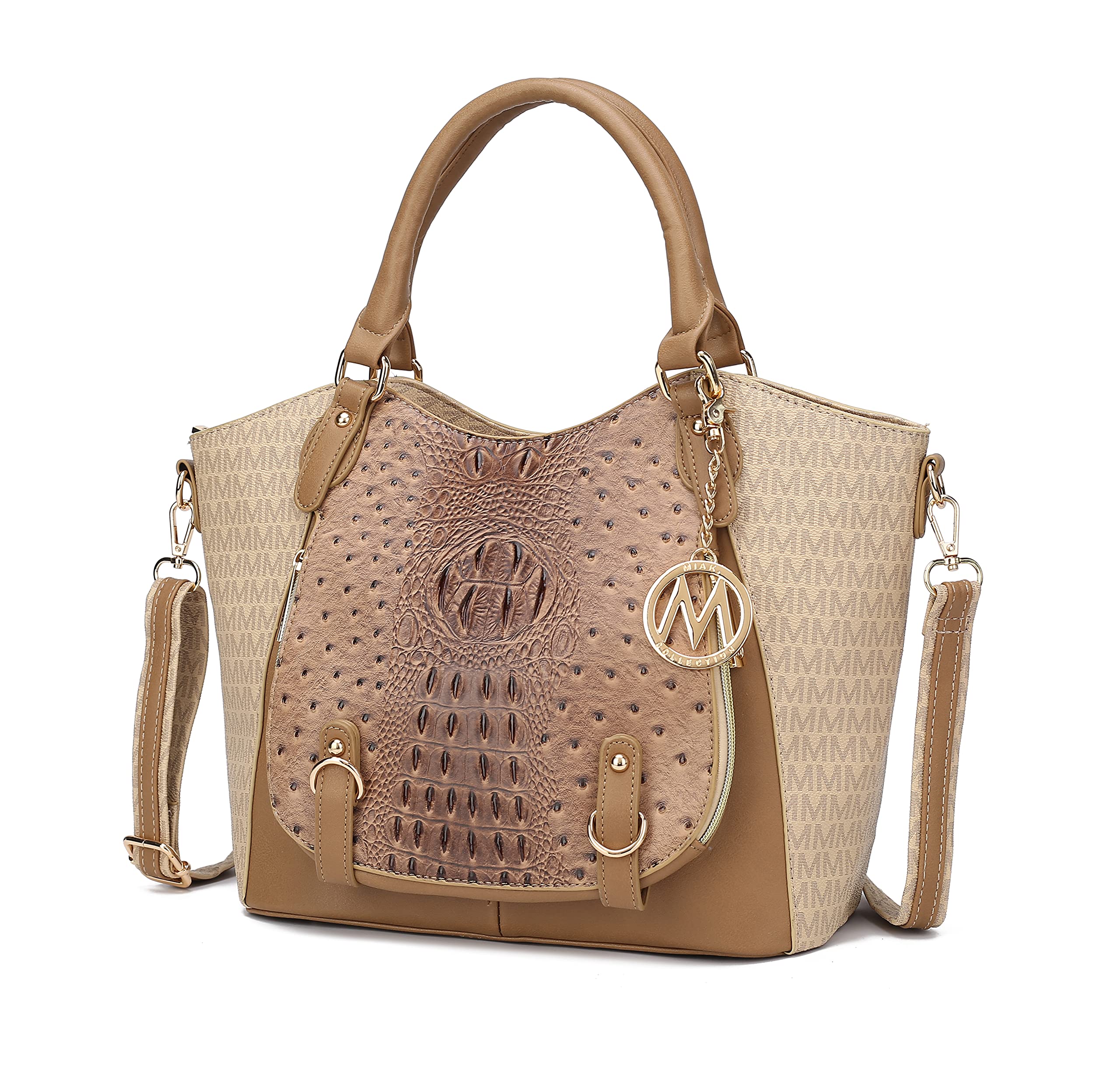 Mia K Collection Shoulder Bag for Women, PU Leather Pocketbook Top-Handle Crossbody Purse Tote Satchel Handbag