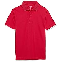 IZOD Boys' School Uniform Short Sleeve Polo Shirt, Button Closure, Moisture Wicking Performance Material
