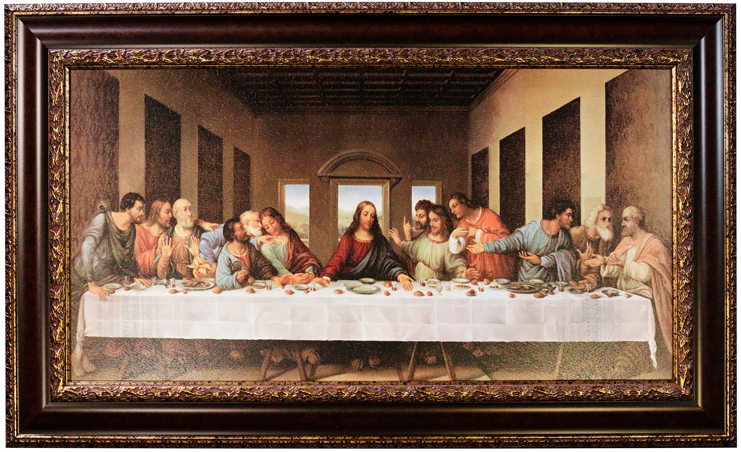Mom’s Art Studio - Last Supper Wall Decor 46.5 X 28 Inches, Leonardo Da Vinci Reproductions, Museum Look Art Framed, Artist’s Acrylic Coating, Wall...
