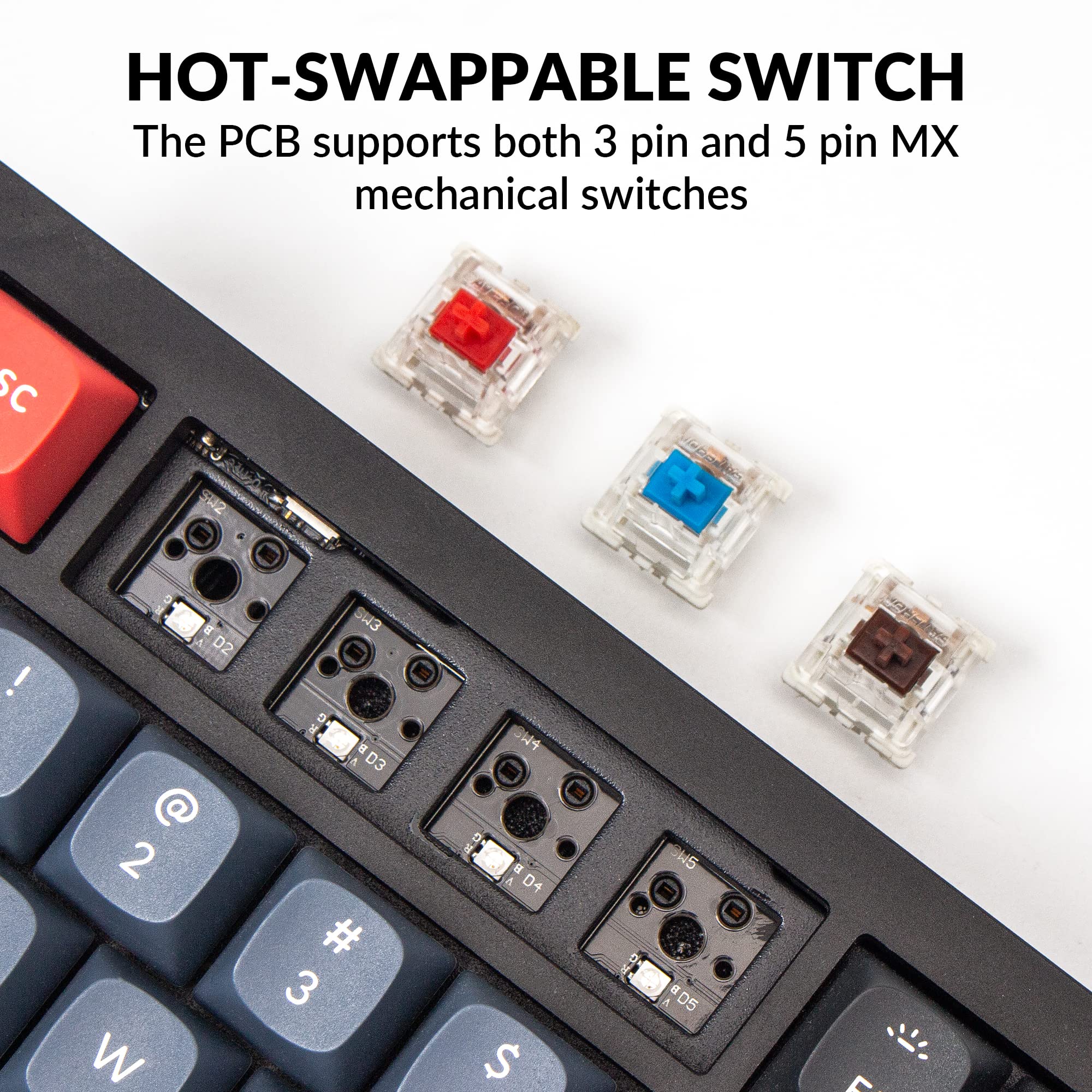 Keychron Q5 Wired Custom Mechanical Keyboard Knob Version, 96% Layout QMK/VIA Programmable Macro with Hot-swappable Gateron G Pro Red Switch Double Gasket Compatible with Mac Windows Linux (Black)