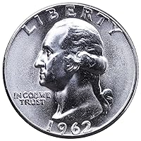 1962 - U.S. Washington Quarter 90% Silver Coin, 1/4 US Mint Brilliant Uncirculated Mint State Condition