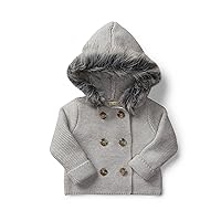 Hope & Henry Layette Baby Long Sleeve Button Front Hooded Sweater