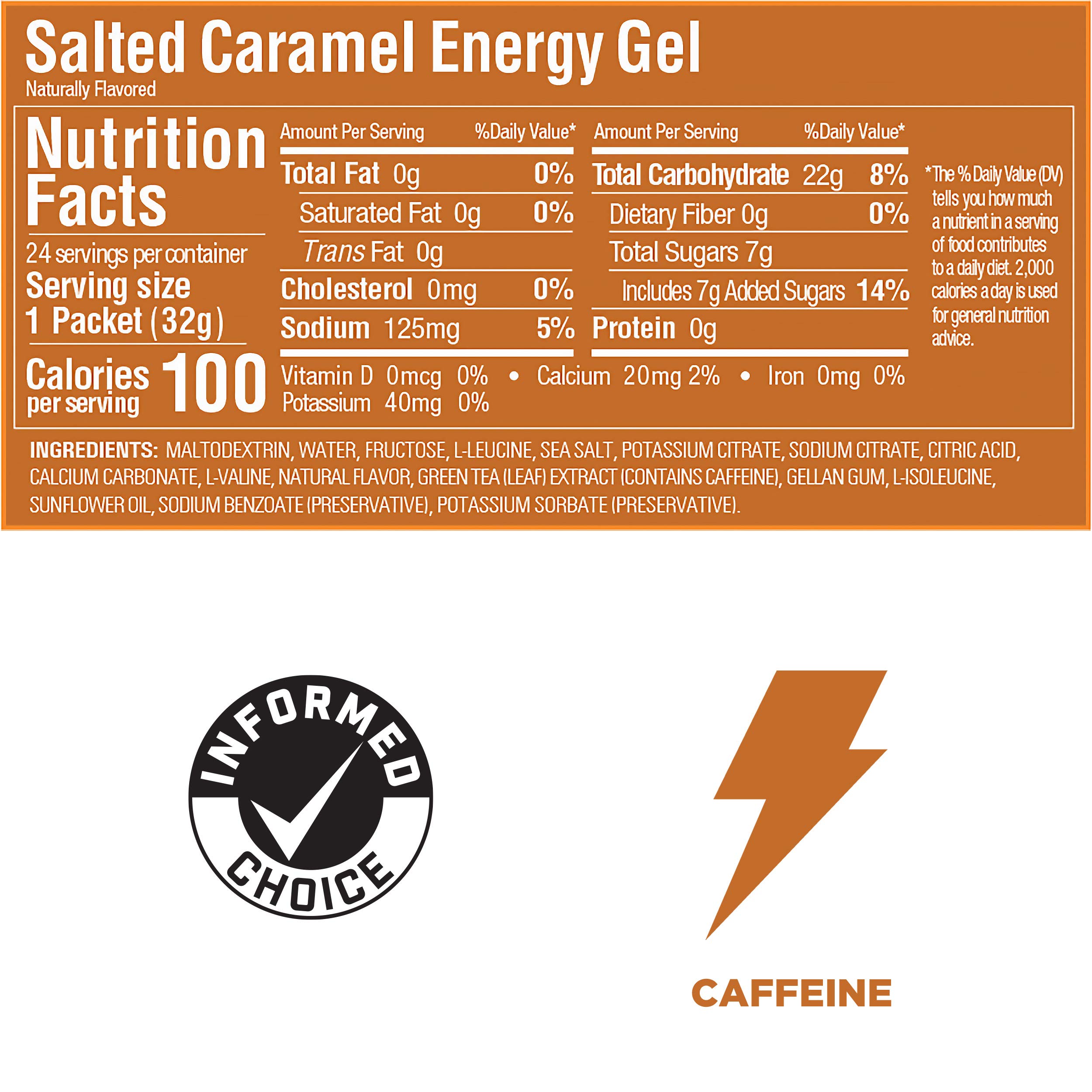 GU Energy Original Sports Nutrition Energy Gel, 24-Count, Salted Caramel