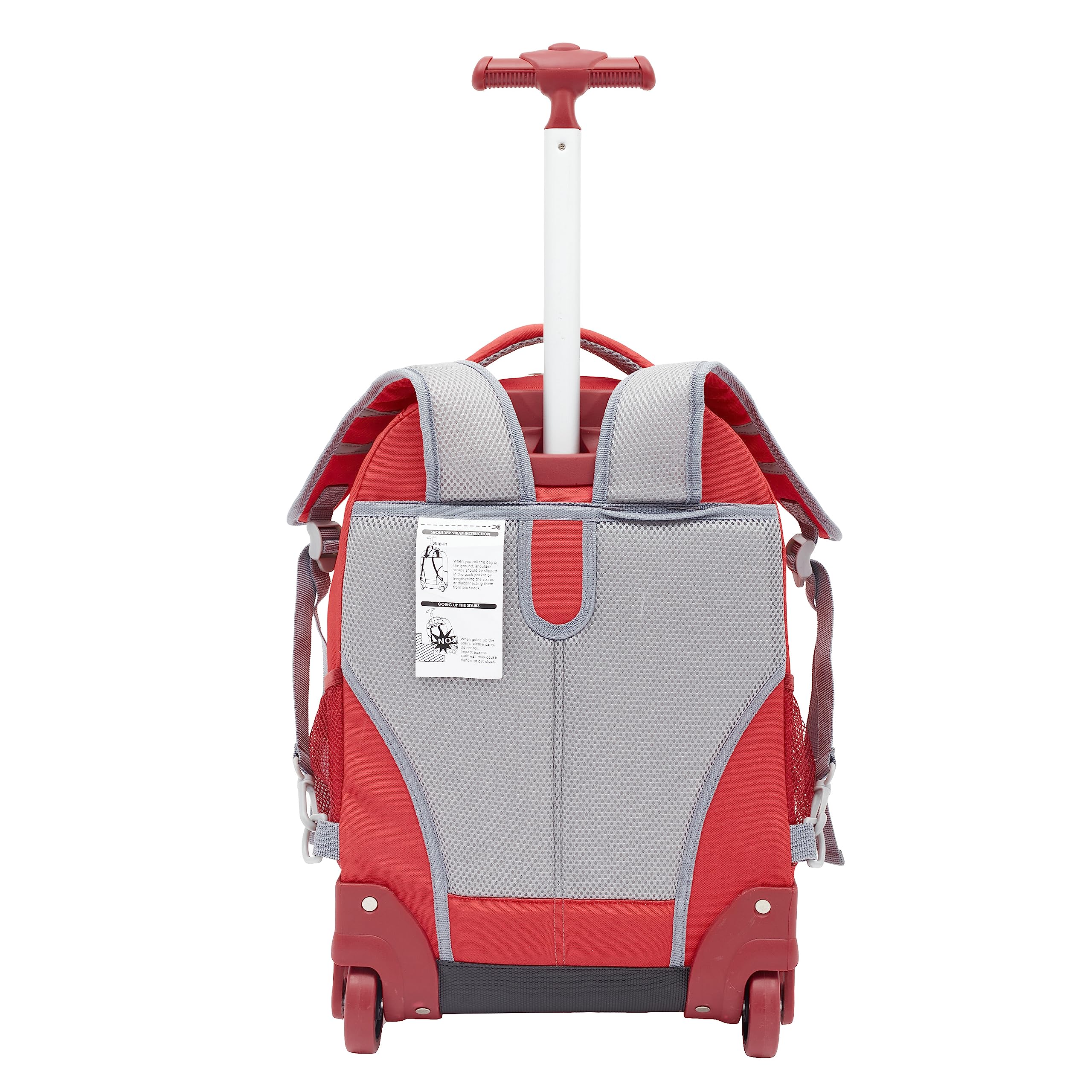 Travelers Club Rolling Backpack with Shoulder Straps, Red, 18-Inch