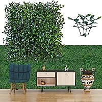 Artificial Grass Wall Panel Backdrop,10 X 10 in 24P(16.8 sqft) UV-Anti Greenery Boxwood Panels for Indoor Outdoor Green Wall Decor & Ivy Fence Covering Privacy