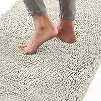 Gorilla Grip Bath Rug 36x24, Thick Soft Absorbent Chenille, Rubber Backing Quick Dry Microfiber Mats, Machine Washable Rugs for Shower Floor, Bathroom Runner Bathmat Accessories Decor, Cloud