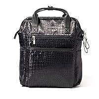 Baggallini Soho Backpack - Travel Laptop Backpack for Women - Lightweight Water-Resistant Luggage Bag, Black Croc Jacquard