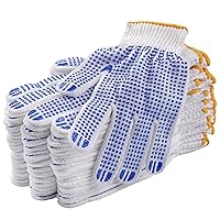 12Pairs Grip Safety Work Gloves Anti-slip Dots Bulk Gloves Moist Cotton Knit Gloves for Garage Warehouse Construction