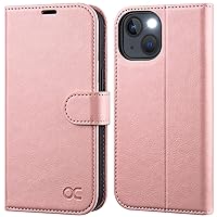 OCASE Compatible with iPhone 13 Wallet Case, PU Leather Flip Folio Case with Card Holders RFID Blocking Kickstand [Shockproof TPU Inner Shell] Phone Cover 6.1 Inch 2021 (Pink)
