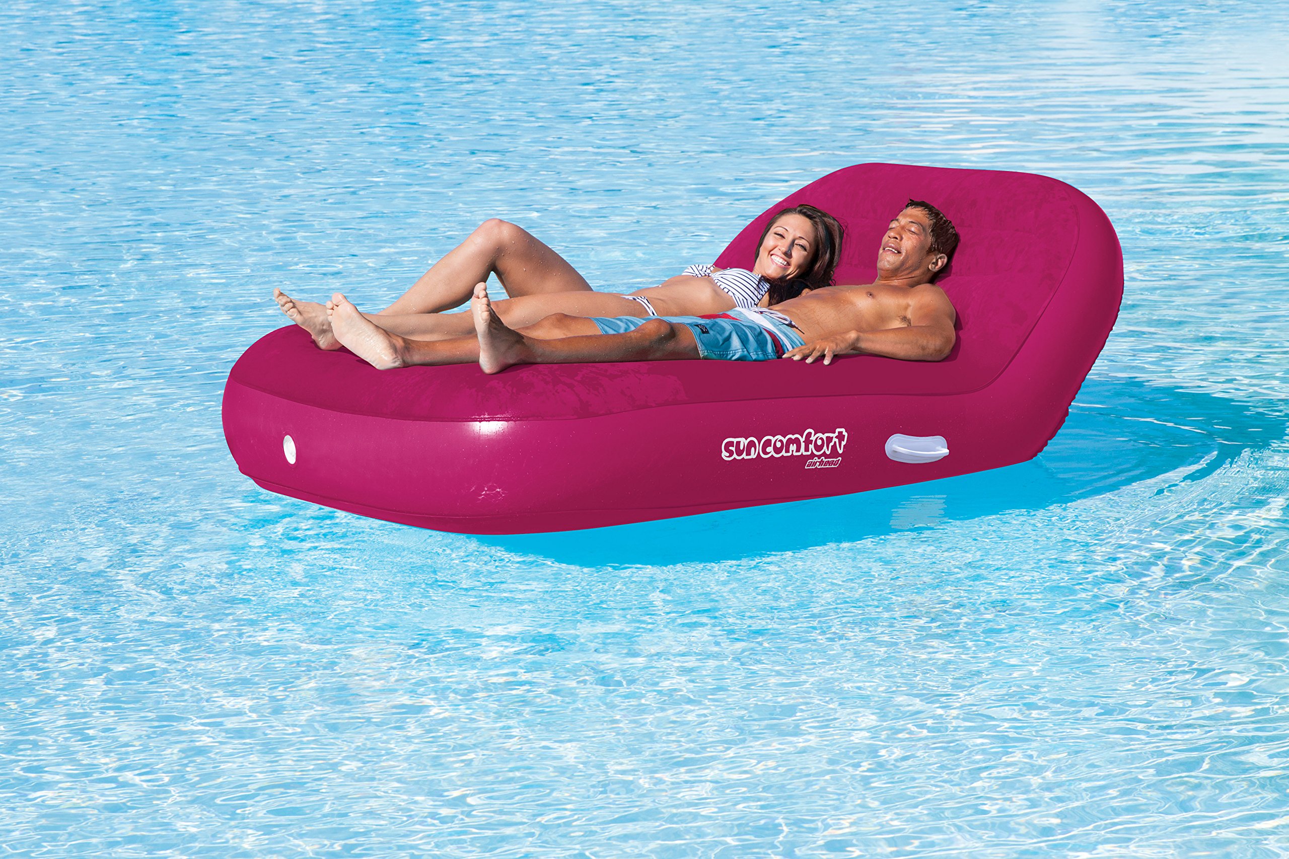 Airhead Sun Comfort Cool Suede Double Chaise Lounge Pool Float, Lake Chair
