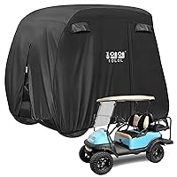 4 Passenger Golf Cart Cover Fits EZGO, Club Car, Yamaha, 400D Waterproof Windproof Sunproof Outdoor All-Weather Polyester Full Cover with Three Zipper Doors - Black/Army Green/Sliver/Camouflage