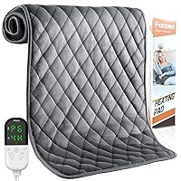 Heating Pad for Back Pain Relief, 17''x33'' Extra Large Electric Heating Pad for Cramps, Neck, Shoulder 6 Heat Settings with Auto Shut Off, Machine Washable, Grey