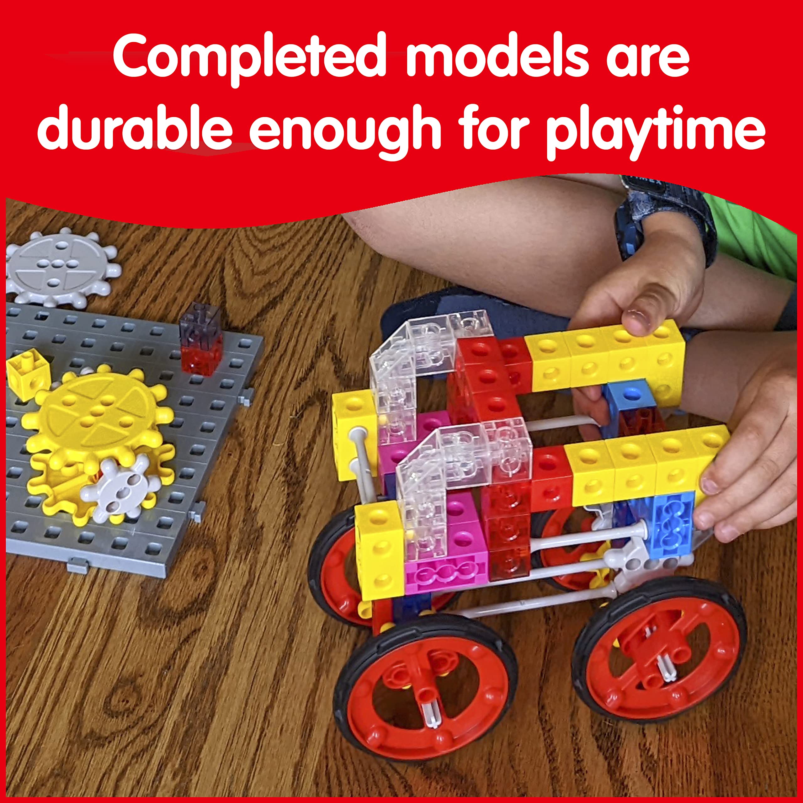 edxeducation My Gears Junior Set - 117 Pieces - 13 Activities - Gears Toys for Kids - Build Rotating, Moving Models - Building Toys for Kids Ages 4-8