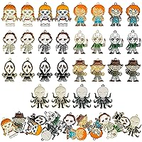 28Pcs Horror Classic Movie Character Charms Halloween Enamel Pendants, Horror Alloy Charm Pendant Ghost Dangle Halloween Scary Earring Necklace Bracelet Charms for Jewelry Making DIY Crafts Gifts