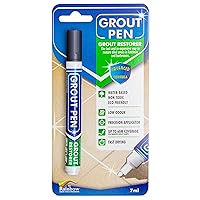 Grout Pen Dark Grey Tile Grout Paint Marker: Waterproof Tile Grout Paint Pen Colorant, Grout Shine Touch Up & Renew - Dark Grey, Narrow 5mm Tip (7mL)