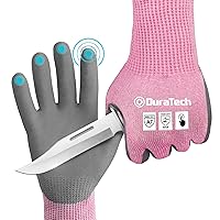 DURATECH A7 Cut Resistant Work Gloves, Sandy Nitrile Coated Palms, Lightweight Cut Proof Gloves with Touch-Screen Compatiblility, Safety Gloves for Mechanics, Gardening, Fishing, Pink 1 Pair (S)