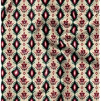 Soimoi Poly Canvas White Fabric - by The Yard - 56 Inch Wide - Ikat Print Fabric - Ethnic and Bohemian Patterns for Trendy Projects Printed Fabric-Wm6R