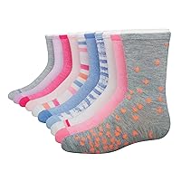 Girls' Big Ultimate Fashion, Lightweight Stretch Crew Socks, Assorted 10-Pair Pack, Small, Pink/Grey/Blue/Lavender