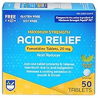 Acid Reducer, Maximum Strength Famotidine Tablets, 20 mg - 50 Count Total (Cool Mint) | Pills for Heartburn Relief | Acid Reflux