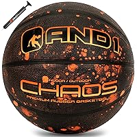 AND1 Chaos Basketball: Official Regulation Size 7 (29.5 inches) Rubber - Deep Channel Construction Streetball, Made for Indoor Outdoor Basketball Games