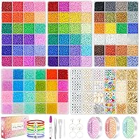 Paodey 30,000 Pcs 3mm 8/0 Glass Seed Beads Friendship Bracelet Making Kit, 96 Colors Small Beads with Letter Accessories Charms for Rings Necklaces Jewelry Making DIY Craft Gift (5Boxes)