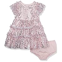 PIPPA & JULIE Baby Girls' Sleeveless Patterned Party Dress, Fit & Flare Silhouette, Includes Coordinating Panty, 2-Piece Set