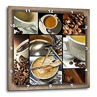 3dRose dpp_28754_3 Coffee Themed Collage-Wall Clock, 15 by 15-Inch