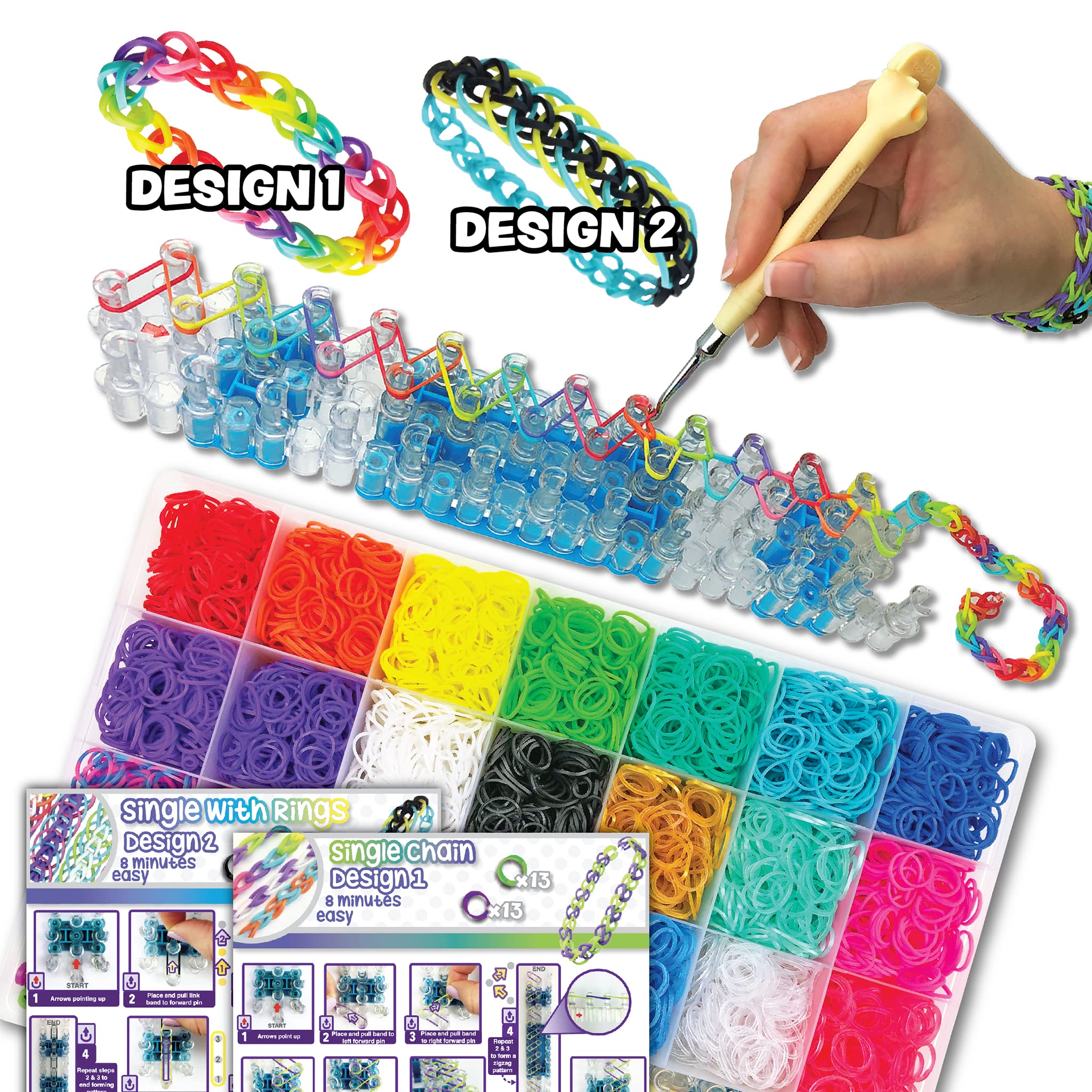 Rainbow Loom® MEGA Combo Set, Features 7000+ Colorful Rubber Bands, 2 step-by-step Bracelet Instructions, Organizer Case, Great Gift for Kids 7+ to Promote Fine Motor Skills