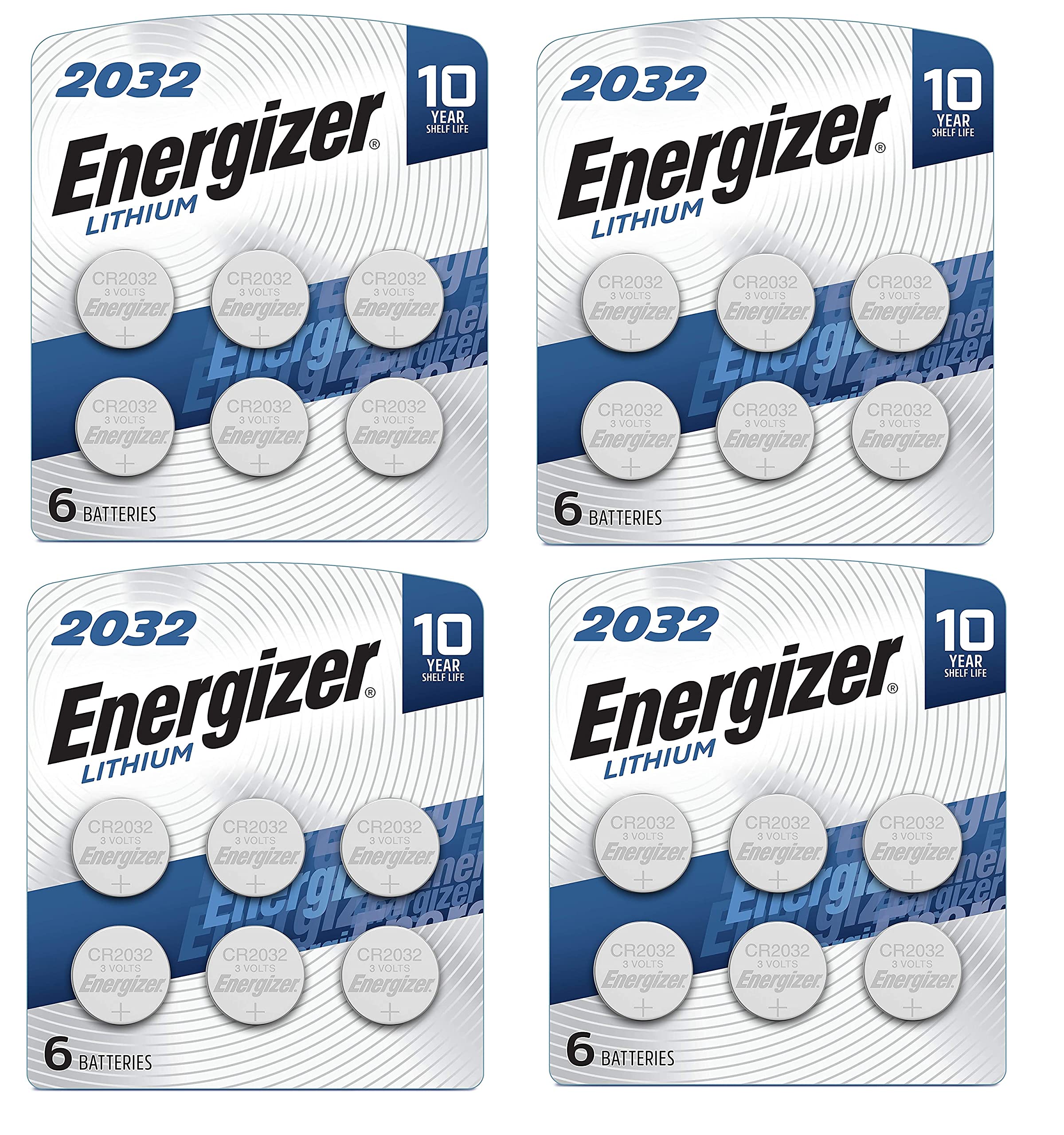 Energizer CR2032 Batteries, 3V Lithium Coin Cell 2032 Watch Battery,White (24 Count)