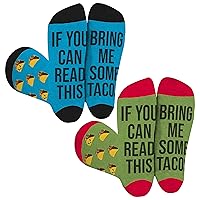 Socktastic mens If You Can Read This Taco - 2 Pack of Funny Novelty Socks, Casual Crew Fits Shoe Size 8-1 Socks, If You Can Ready This Bring Tacos, Large US
