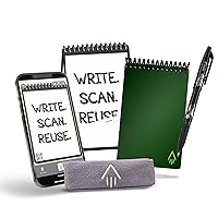 Rocketbook Smart Reusable Notebook, Mini Spiral Notebook, Terrestrial Green, (3.5