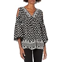Angie Women's Printed Cold Shoulder Top