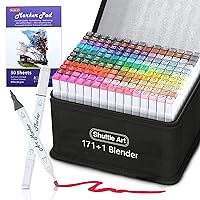 172 Colors Dual Tip Alcohol Based Art Markers,171 Colors plus 1 Blender Permanent Marker 1 Marker Pad with Case Perfect for Kids Adult Coloring Books Sketching and Card Making
