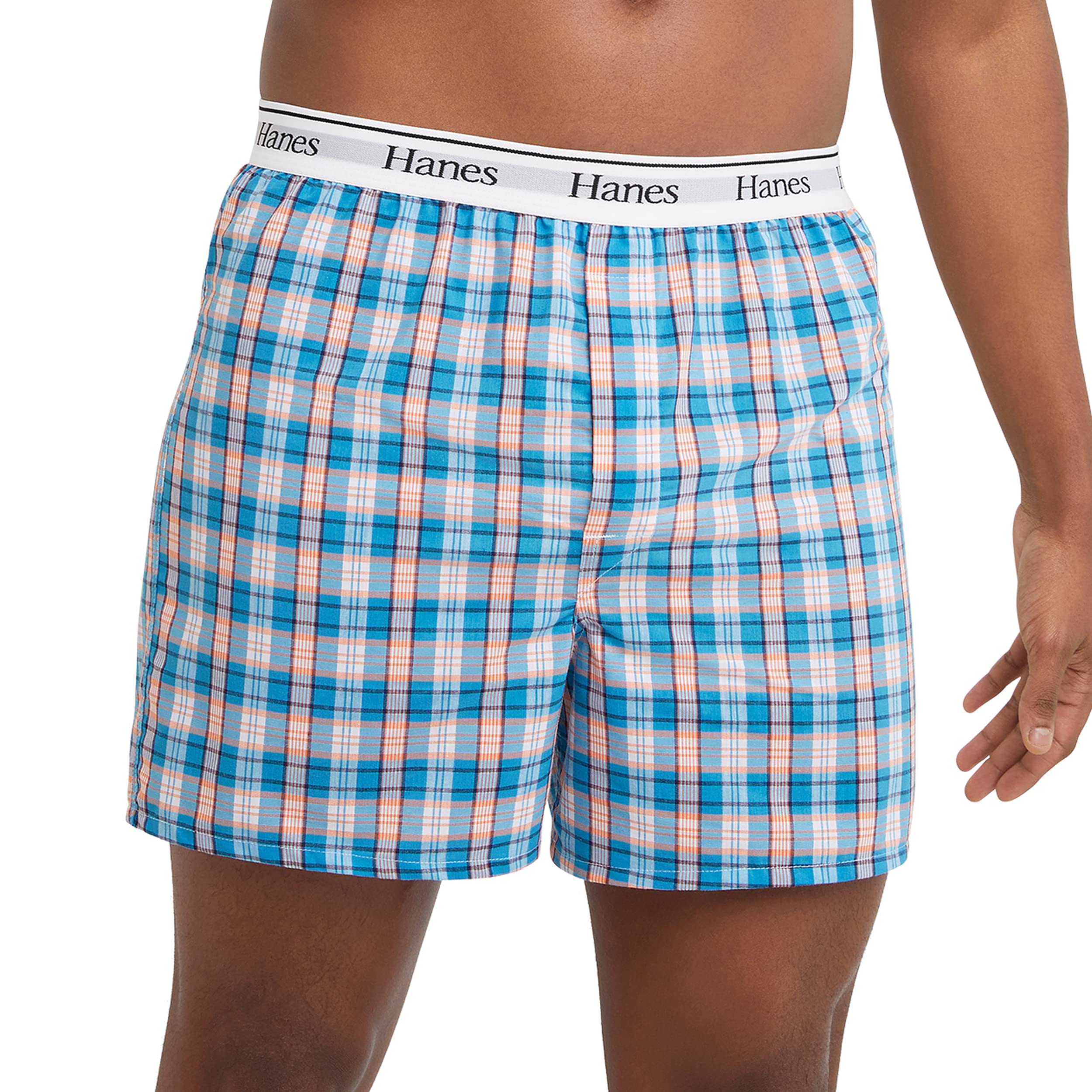 Hanes Originals Cotton Woven Boxers Pack, Moisture-Wicking Underwear for Men, 3-Pack