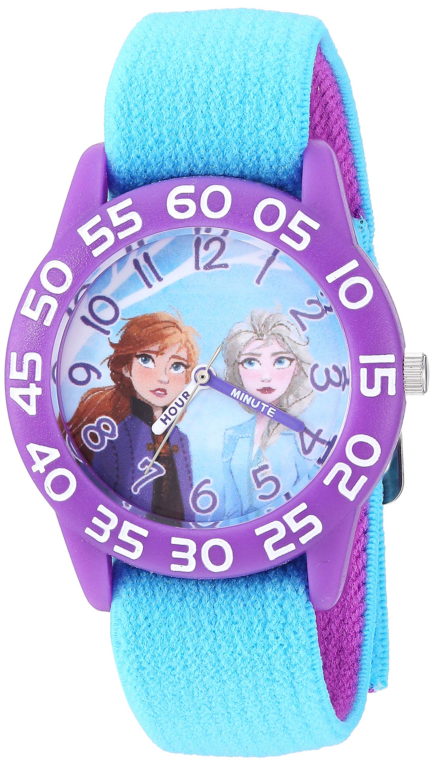 Disney Frozen Kids' Plastic Time Teacher Analog Quartz Nylon Strap Watch