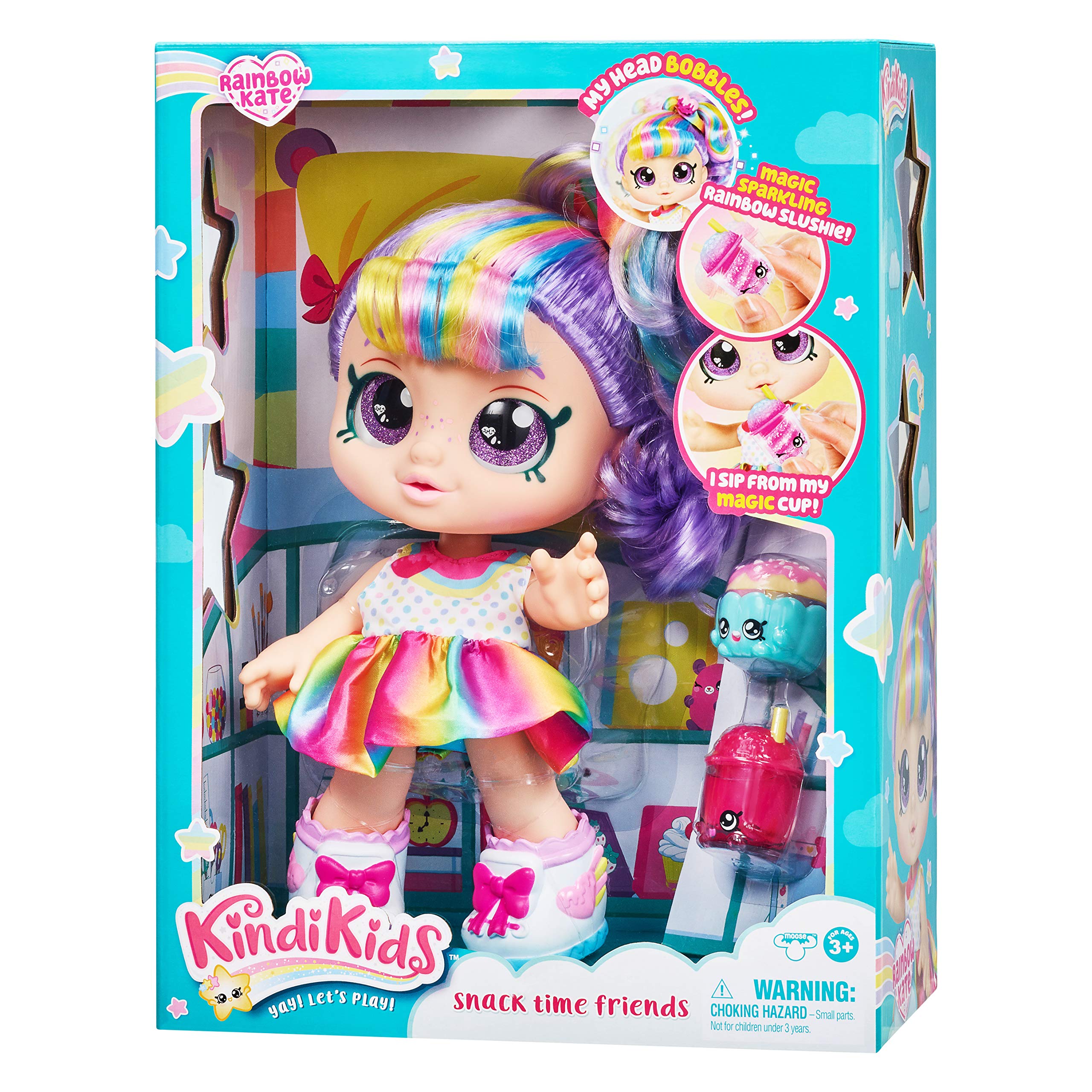 Kindi Kids Snack Time Friends - Pre-School Play Doll, Rainbow Kate - for Ages 3+ | Changeable Clothes and Removable Shoes - Fun Play, for Imaginative Kids