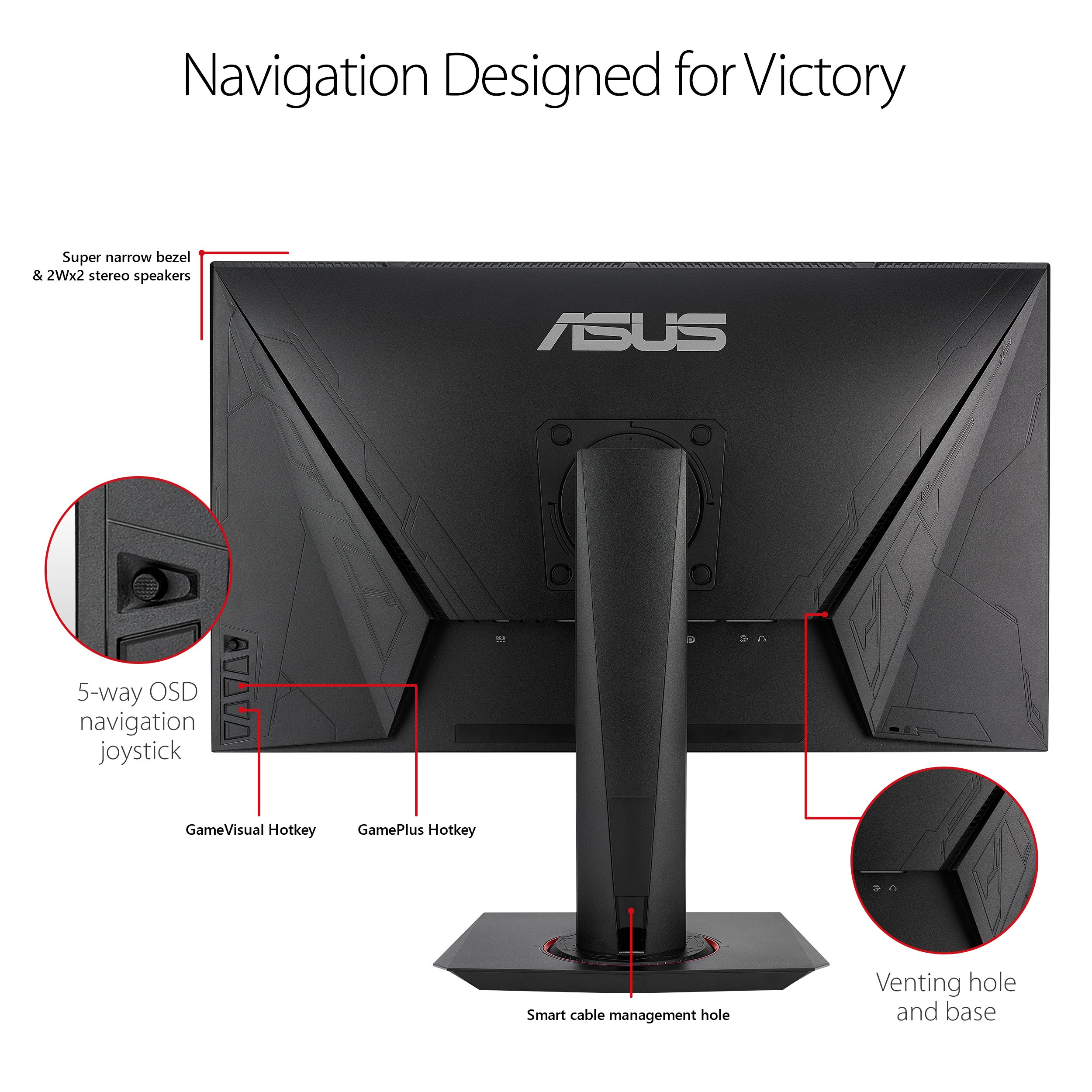 ASUS VG278Q 27” 1080P Full HD 144Hz 1ms Eye Care G-Sync Compatible Adaptive Sync Gaming Monitor with DP HDMI DVI, Black