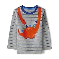 Boys' and Toddler Fall and Holiday Embroidered Graphic Long Sleeve T-Shirts