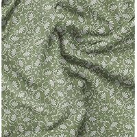 Soimoi Minky Green Fabric by The Yard - 56 Inch Wide - Leaves & Lotus Floral Print Material - Tranquil and Botanical Designs for Stylish Creations Printed Fabric-Wm7P