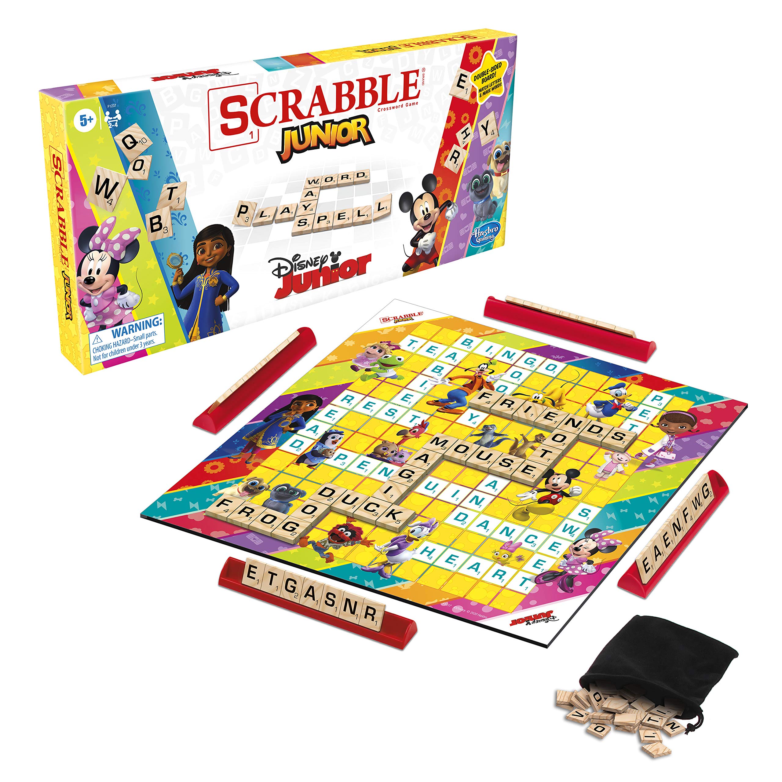 Scrabble Junior: Disney Junior Edition Board Game, Double -Sided Game Board, Matching and Word Game (Amazon Exclusive)